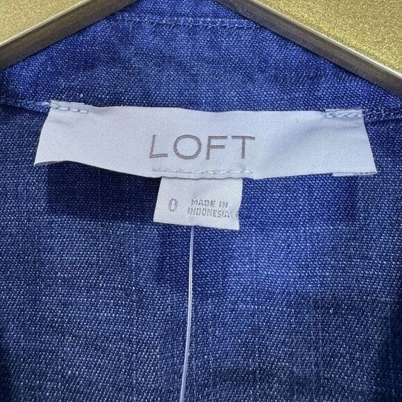 Loft Chambray Shirt Midi Maxi Dress Size 0 Blue Long Sleeves Pockets Linen Blend - Picture 5 of 7